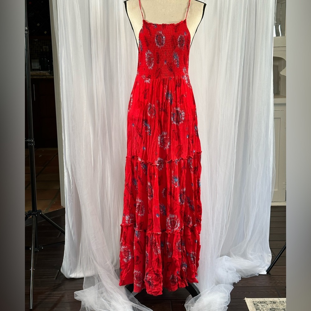 Red Flowy Free People Dress
